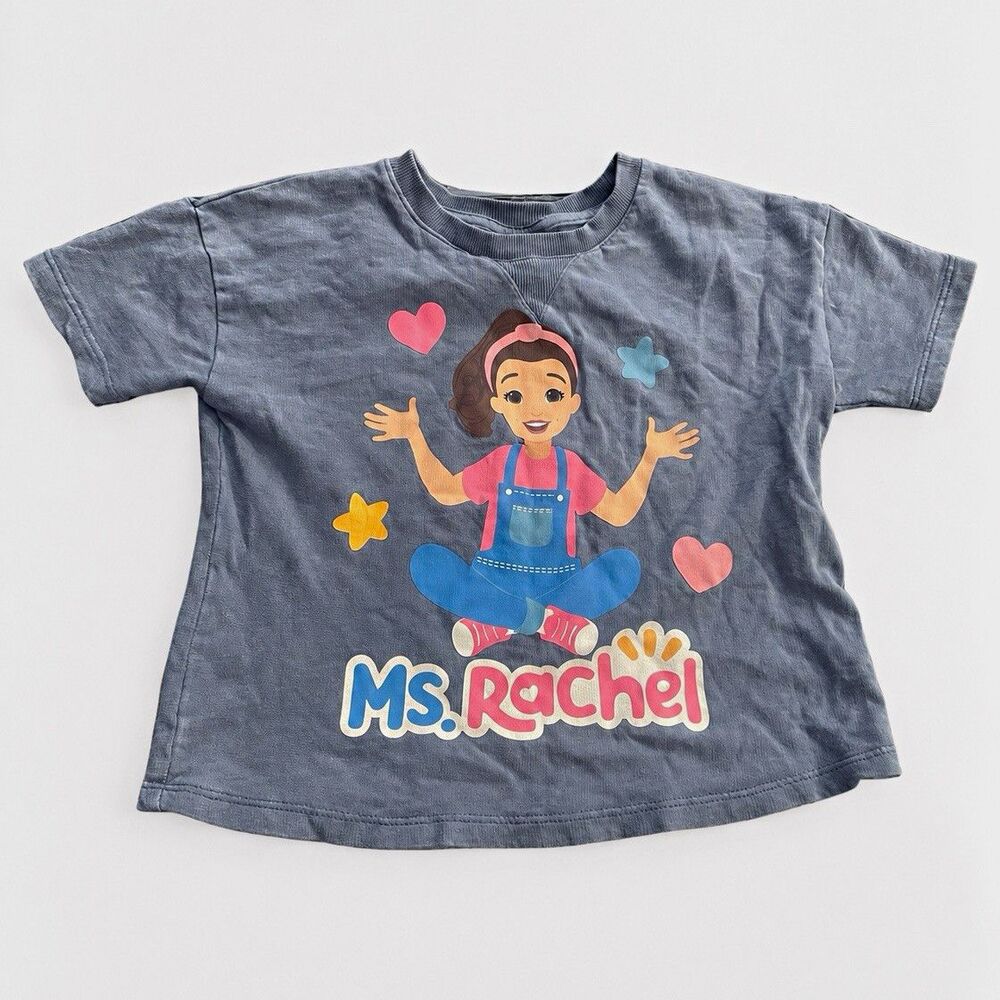 Ms. Rachel Toddler 3T Blue Graphic Print Crew Neck Short Sleeve T-Shirt